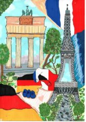 3. Platz beim Kunstwettbewerb: Leopold Killat (5g), Deutschland und Frankreich vereint